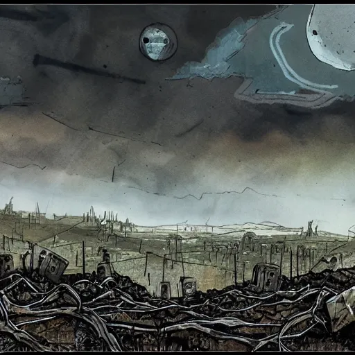 Image similar to post apocalyptic landscape by raymond briggs