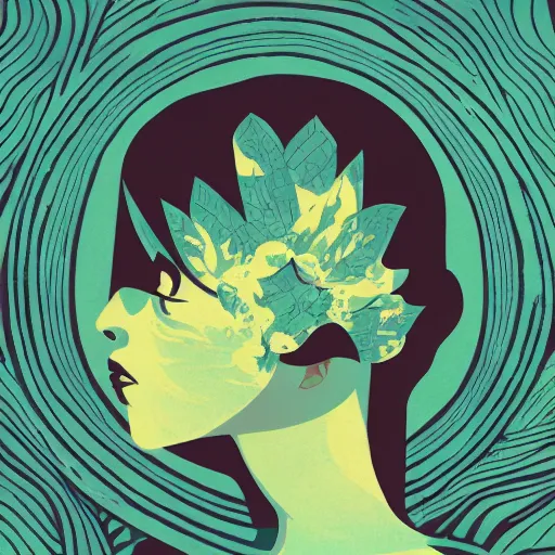 Image similar to minimalist logo icon for a wandering mind, retro psychology, victo ngai, kilian eng, lois van baarle