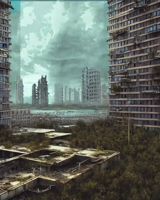 Image similar to a beautiful very detailed rendering of city architecture empire urbex abandoned unfinished building nature building industrial architecture by alvar aalto, fisheye desert matte painting nature lake postcyberpunk otherworldly liberty city biopunk laser, archdaily, wallpaper, highly detailed, trending on artstation.