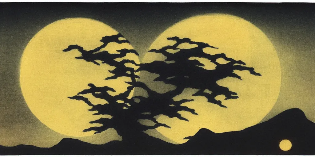 Image similar to painting of the moon by kitano tsunetomi, 1 9 3 9