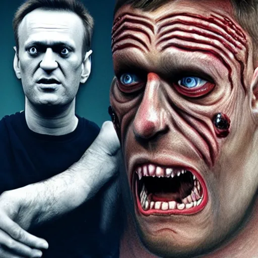 Prompt: navalny became cringe ugly lovecraftian degenerate abomination, photo - realistic, color image, 2 k, highly detailed, bodyhorror, occult art