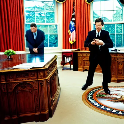 Image similar to spagett hiding in the oval office