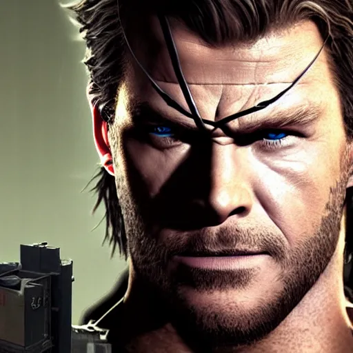 Prompt: Solid Snake portrayed by Chris Hemsworth, HD, photorealistic, cinematic lighting,