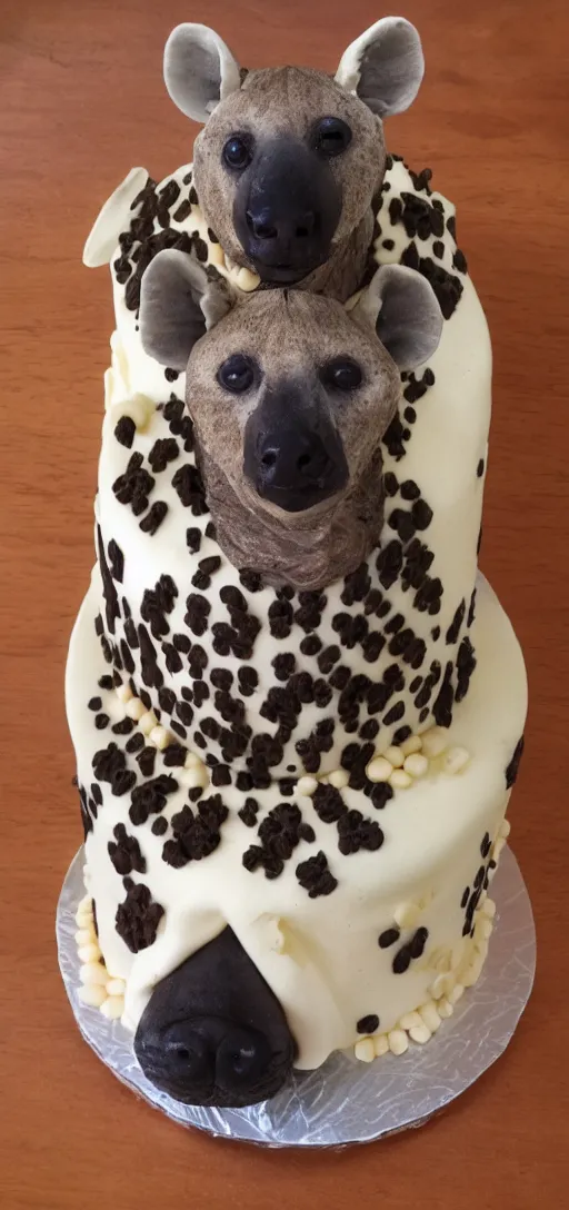 Image similar to birthday cake with hyena sitting on top