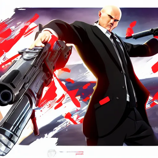 Image similar to portrait of agent 4 7 cleaning his gun, anime fantasy illustration by tomoyuki yamasaki, kyoto studio, madhouse, ufotable, trending on artstation