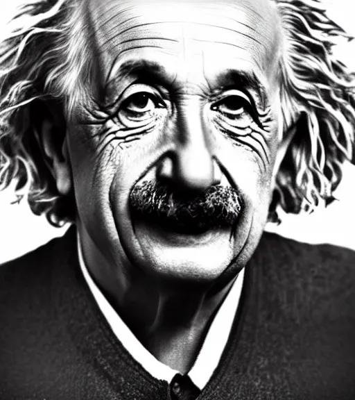 Prompt: high quality colored portrait of albert einstein, professional lighting, high detail, dslr, 8 k