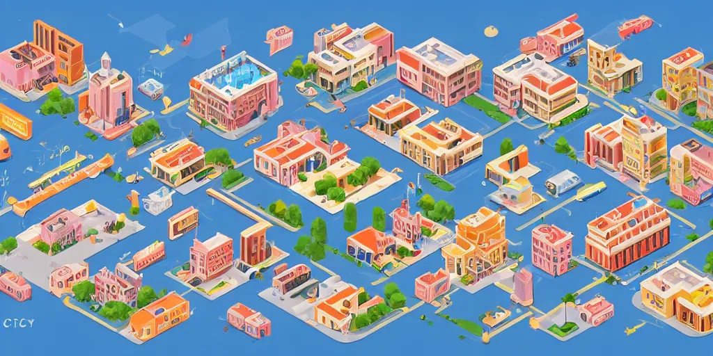 Image similar to cute isometric city