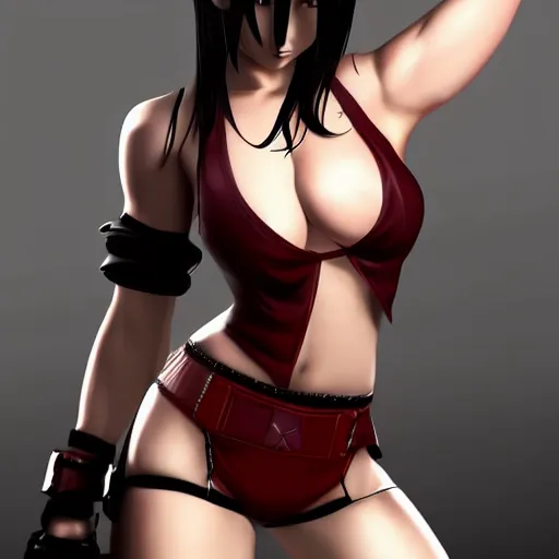 Image similar to high quality digital art of tifa lockhart posing, trending on artstartion, 4k