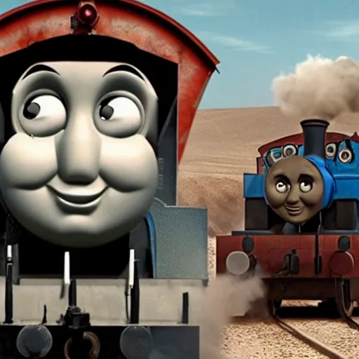 Image similar to still frame of Thomas the Tank Engine in MAD MAX: FURY ROAD (2015)