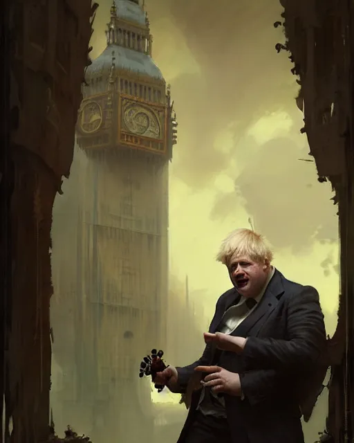 Image similar to boris johnson as a bugger king server, character portrait, ultra realistic, concept art, intricate details, highly detailed by greg rutkowski, gaston bussiere, craig mullins, simon bisley