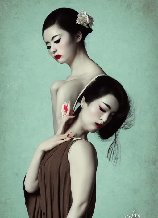 Prompt: pretty seductive geisha with a slit in her kimono revealing a glimpse of her bare shoulder, digital art, epic character composition, by Afarin Sajedi, Alessio Albi, Nina Masic, trending on instagram, 3D, vray, great coherency, soft focus, vertical portrait, natural lighting, f2, 50mm, hasselblad, classic chrome, film grain, cinematic lighting, ISO 200, 1/160s, 8K, RAW, unedited, symmetrical balance, in-frame, trending on Artstation