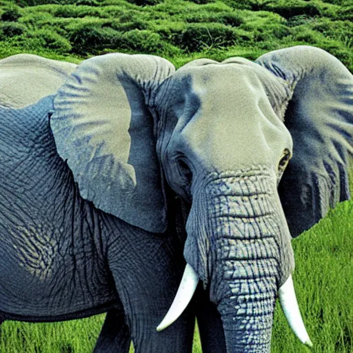 Image similar to Portrait of an elephant on a green meadow, Book for elementary school students