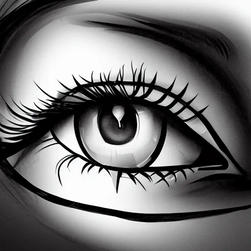pencil sketch of girl eyes