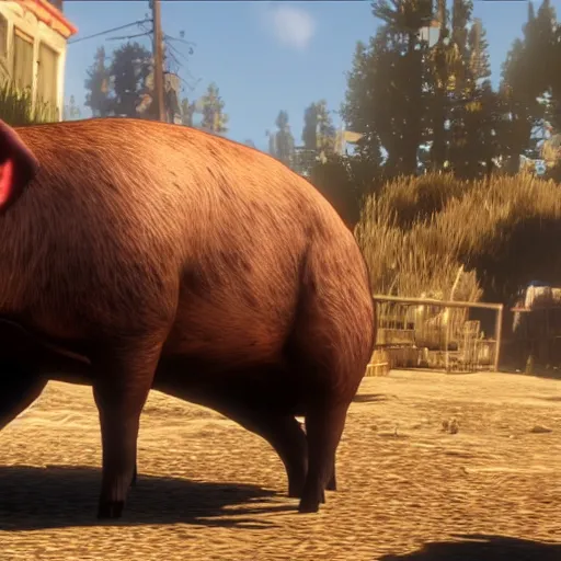 Image similar to Pig from the save the west from red dead redemption video game From 2018