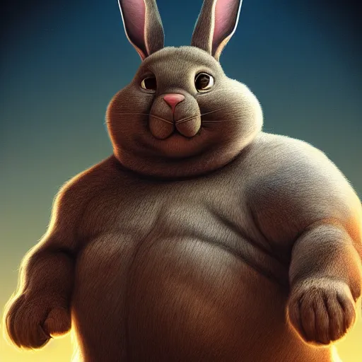 Image similar to portrait of the real life Big Chungus, expressive pose, futuristic, highly detailed, digital painting, artstation, concept art, smooth, sharp focus, dramatic light, studio light, by leonardo da vinci