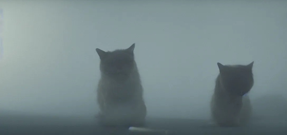 Image similar to an cat in the shape of a skull, foggy, cinematic shot, photo still from movie by denis villeneuve, wayne barlowe