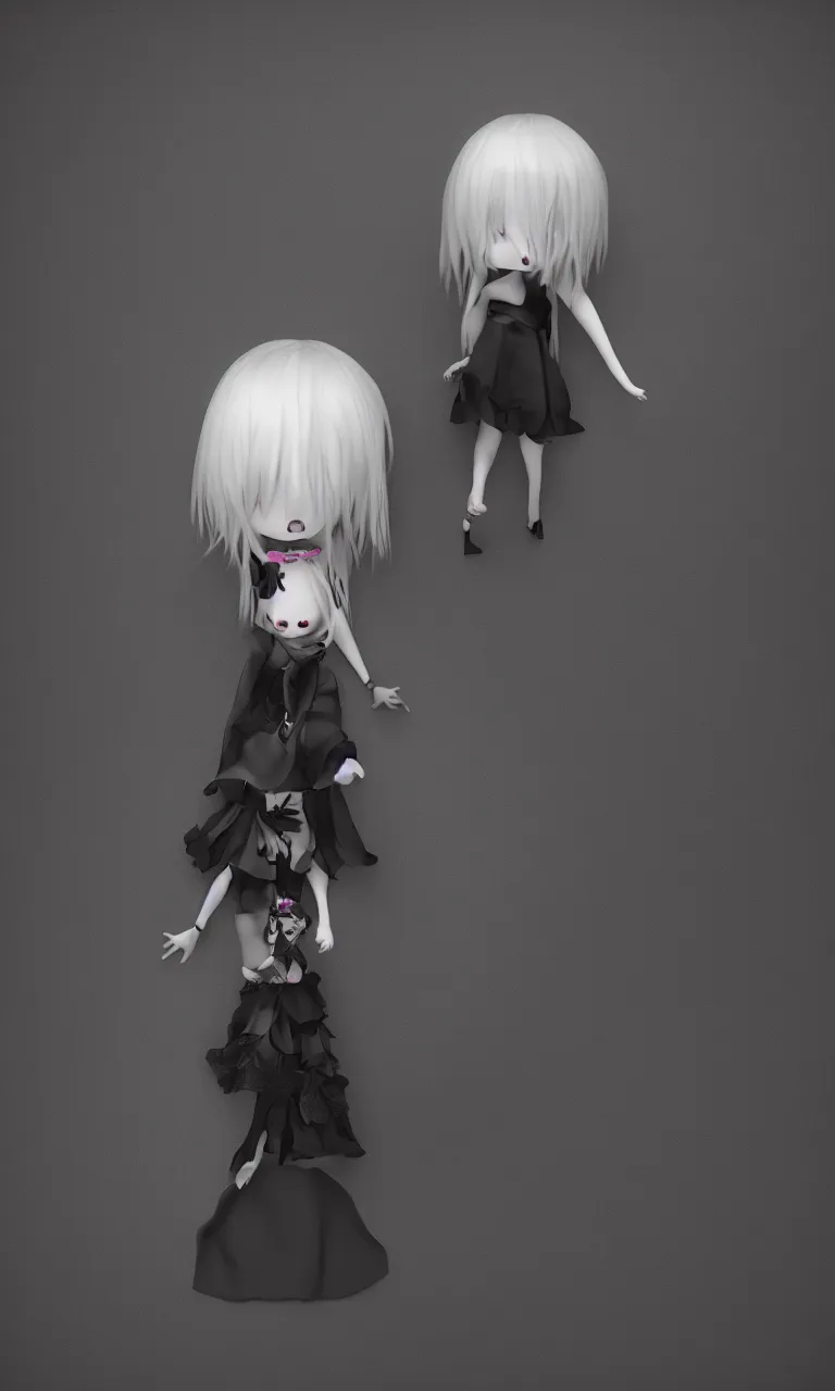 Prompt: cute fumo plush girl enigmatic gothic maiden standing in the center of the dark abyss, vignette, vray