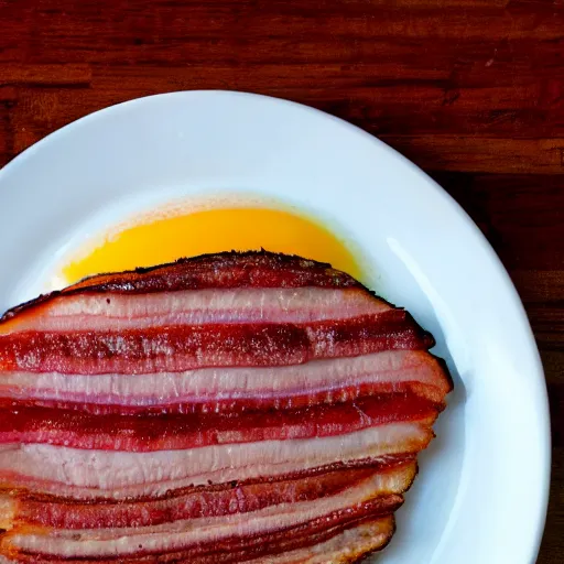 Image similar to kevin bacon as a slice of side bacon on a plate with eggs