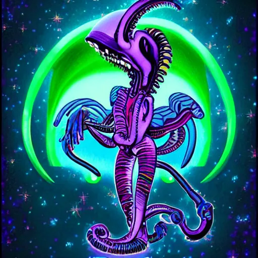 Image similar to lisa frank xenomorph