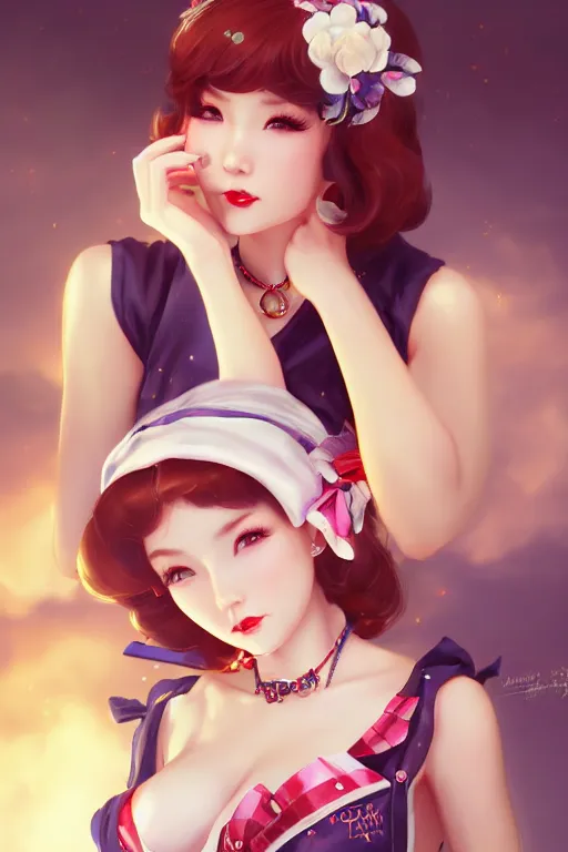 Image similar to a pin up and beautiful fashion charming dreamlke japan girl with lv jewelry, character art, art by artgerm lau and wlop and and ilya kuvshinov and john singer sargent, hyperdetailed, 8 k realistic, symmetrical, frostbite 3 engine, cryengine, dof, trending on artstation, digital art