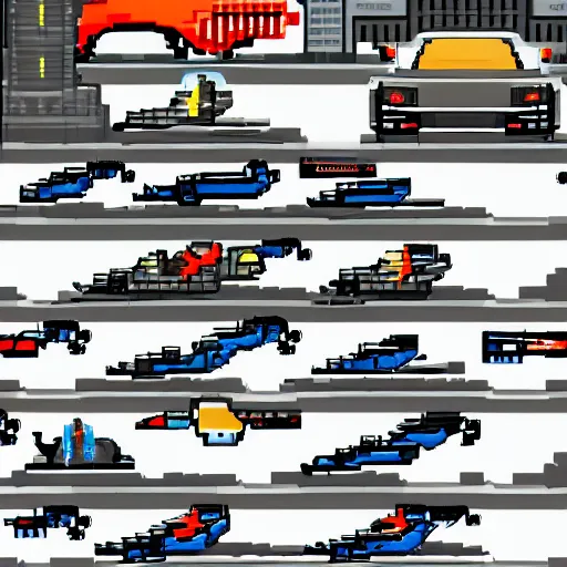 Image similar to Blade runner 2042 car chase scene, cinematic, pixel art