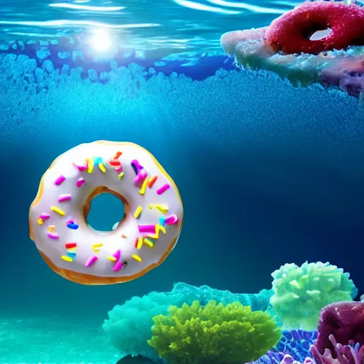 Image similar to donut under water sea , sunk deep water view , under water pictures