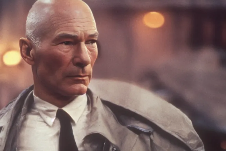 Prompt: film still patrick stewart in blade runner, 8 k