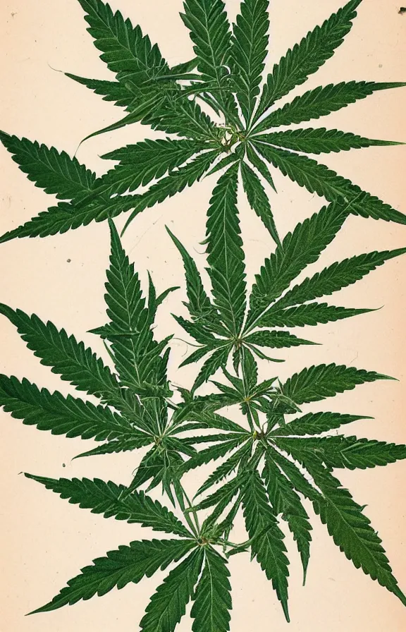 Prompt: botanical illustration of cannabis plant