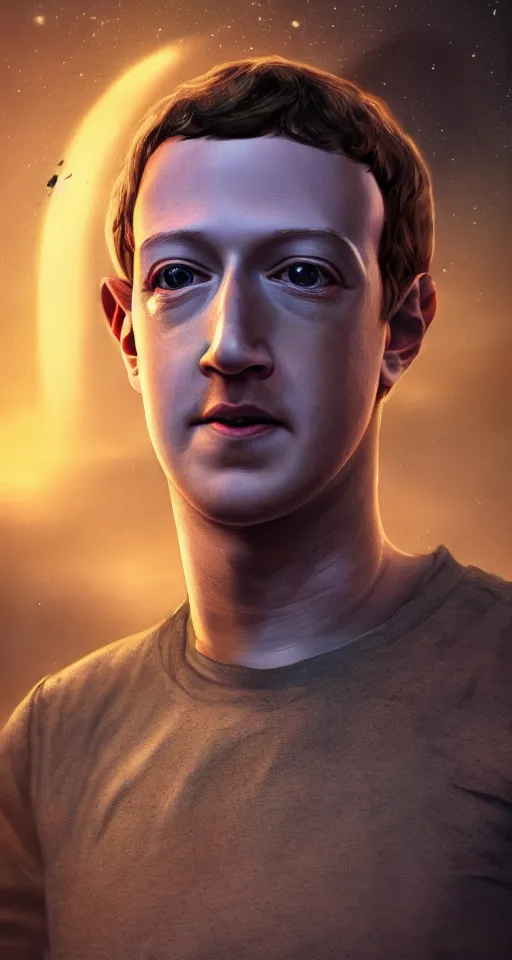 Image similar to Mark Zuckerberg has arrived on planet earth to collect your data, highly detailed, award-winning, digital art, artstation, 8K