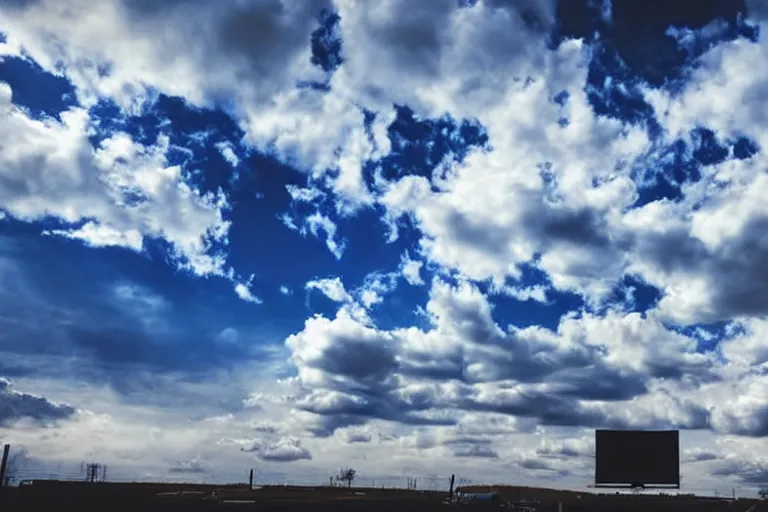 Prompt: modern tv show sky arena surrounded with clouds, wide angle, cinematographic shot, day