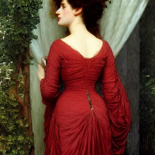 Prompt: portrait en buste of eva green in an edwardian dress by frederic william burton and frederic leighton, abundantly detailed masterpiece