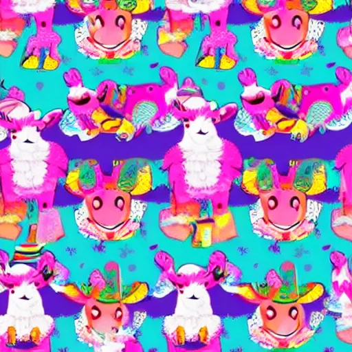 Image similar to llama in pyjamas by lisa frank