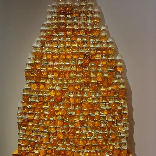 Image similar to a knight made of honey jars