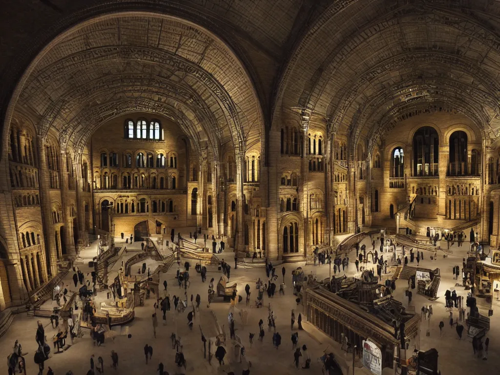 Image similar to Natural History Museum specimens, night, no people