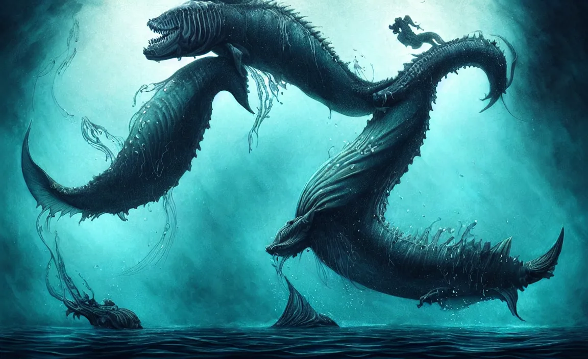 Image similar to epic professional digital art of hungry aquatic leviathan underwater, faint blue moody atmospheric lighting, underwater life, painted, intricate, detailed, detailed, foreboding, by leesha hannigan, wayne haag, reyna rochin, ignacio fernandez rios, mark ryden, iris van herpen,, epic, stunning, gorgeous, much wow, cinematic, masterpiece.