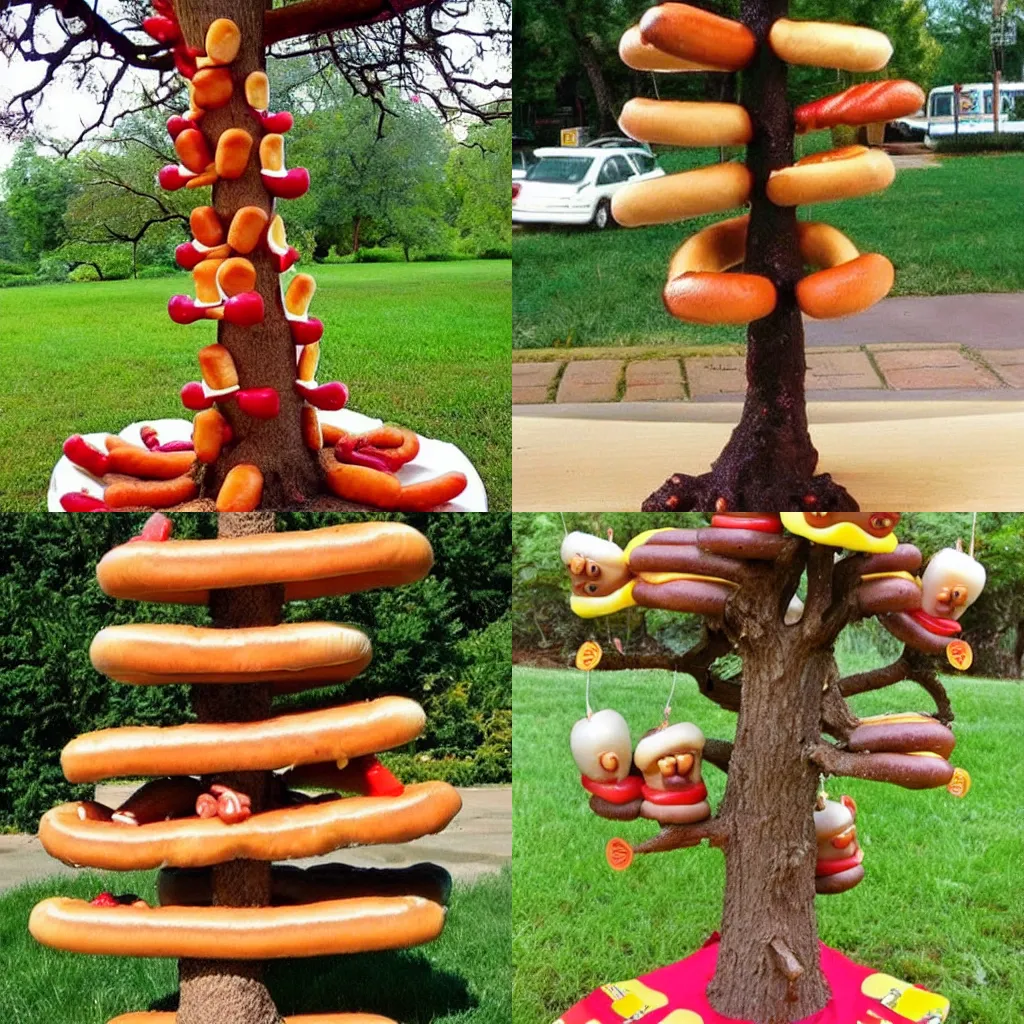 Prompt: hot dog tree
