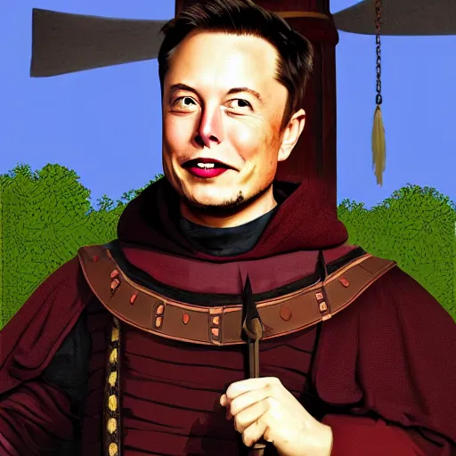 Image similar to elon musk as a smug peasant in medieval times, digital art