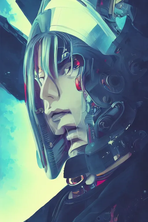 Prompt: abstract portrait, cyberpunk anime hero, floating detailes, very detailed face, dark mood, leaves by miyazaki, colorful palette illustration, kenneth blom, mental alchemy, james jean, pablo amaringo, naudline pierre, contemporary art, hyper detailed