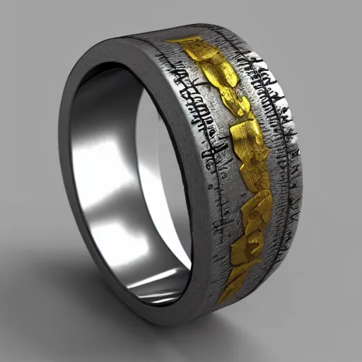 Image similar to the ring from lord if the rings with an imprinted ruler, highly detailed, 8 k, trending on artstation, mystic, rpg artwork