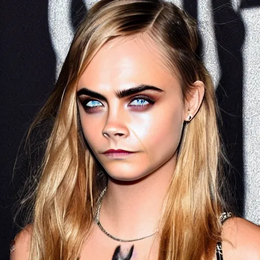Image similar to Cara Delevingne with tiny eyebrows