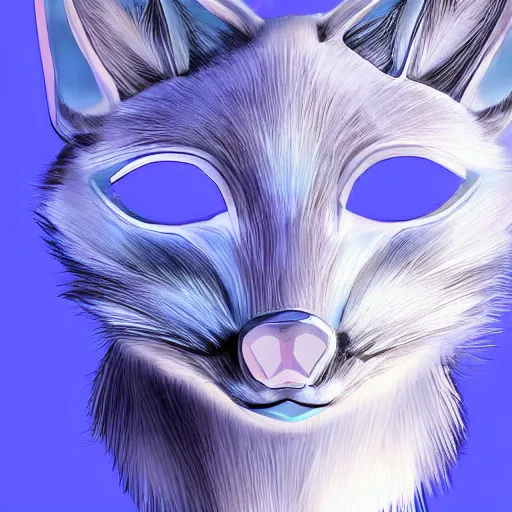 Prompt: a young blue - eyed blonde woman transparent fox mask made of pristine glass, dramatic light, digital art, best artist