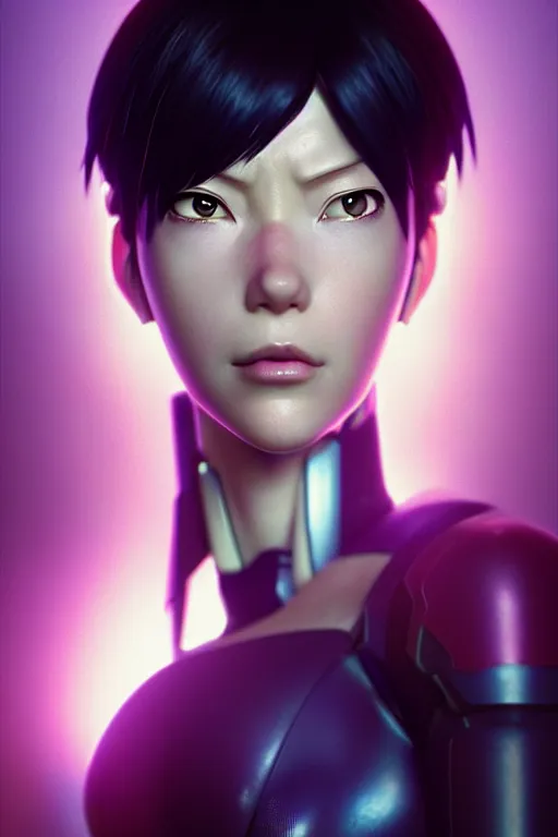 Image similar to weta disney pixar movie still portrait photo of ghost in the shell anime : : as motoko kusanagi by pixar : : by ilya kuvshinov, rossdraws, artgerm, maxim cover, octane render, 3 d, volumetric lighting, anti aliasing, raytracing : :