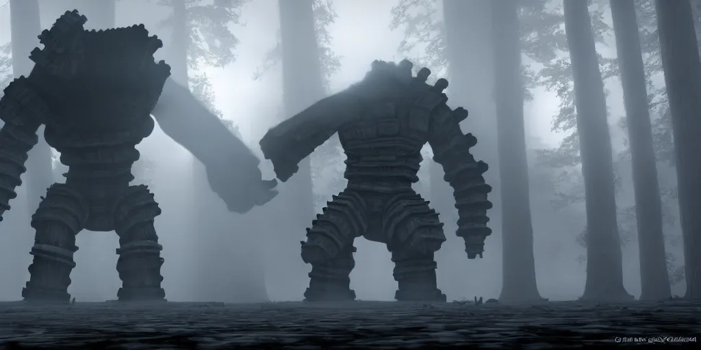 colossus from shadow of the colossus with a white fur