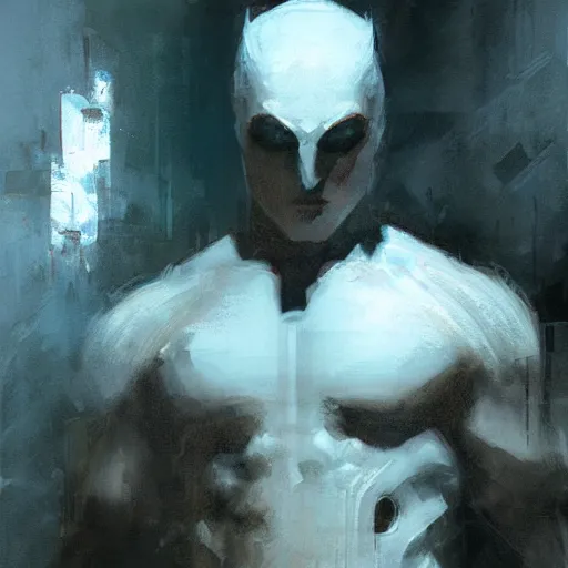 Image similar to moonknight painted by jeremy mann