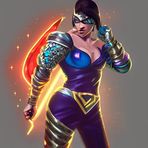 Image similar to Diamond plated superhero, league of legends character art, high detail, trending on artstation