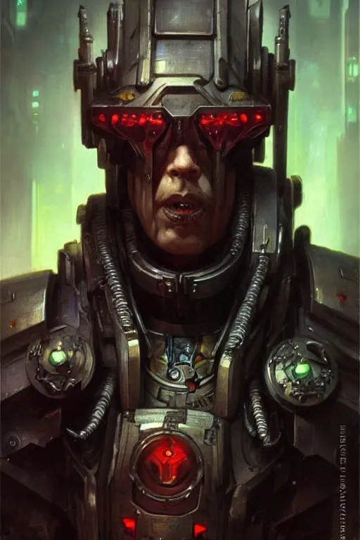 Image similar to cyberpunk warhammer 4 0 k steve buscemi, character design, painting by gaston bussiere, katsuya terada, frank frazetta, tom of finland, trending on artstation