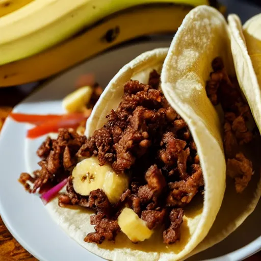 Image similar to a banana eating a taco