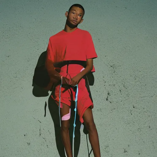 Prompt: realistic photoshooting for a new nike acg lookbook, cinematography, color film photography, photo of a beautiful woman model, photo in style of tyler mitchell, shusei nagaoka, steven meisel, petra collins, 3 5 mm