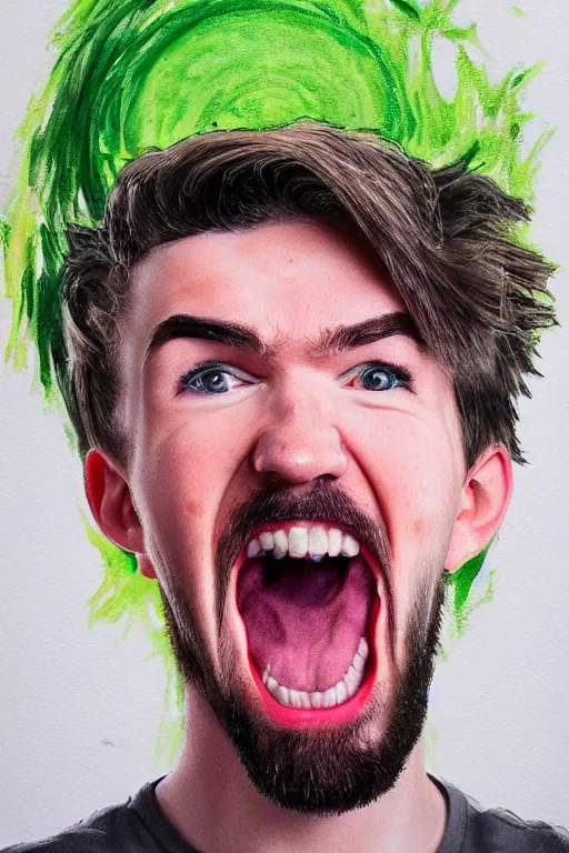 Image similar to Sean McLoughlin yelling extremely, Jacksepticeye, Irish Youtuber, solo portrait 🎨🖌️