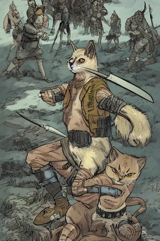 Image similar to a graphic novel comic about warrior cats, by mike holmes, by james l barry